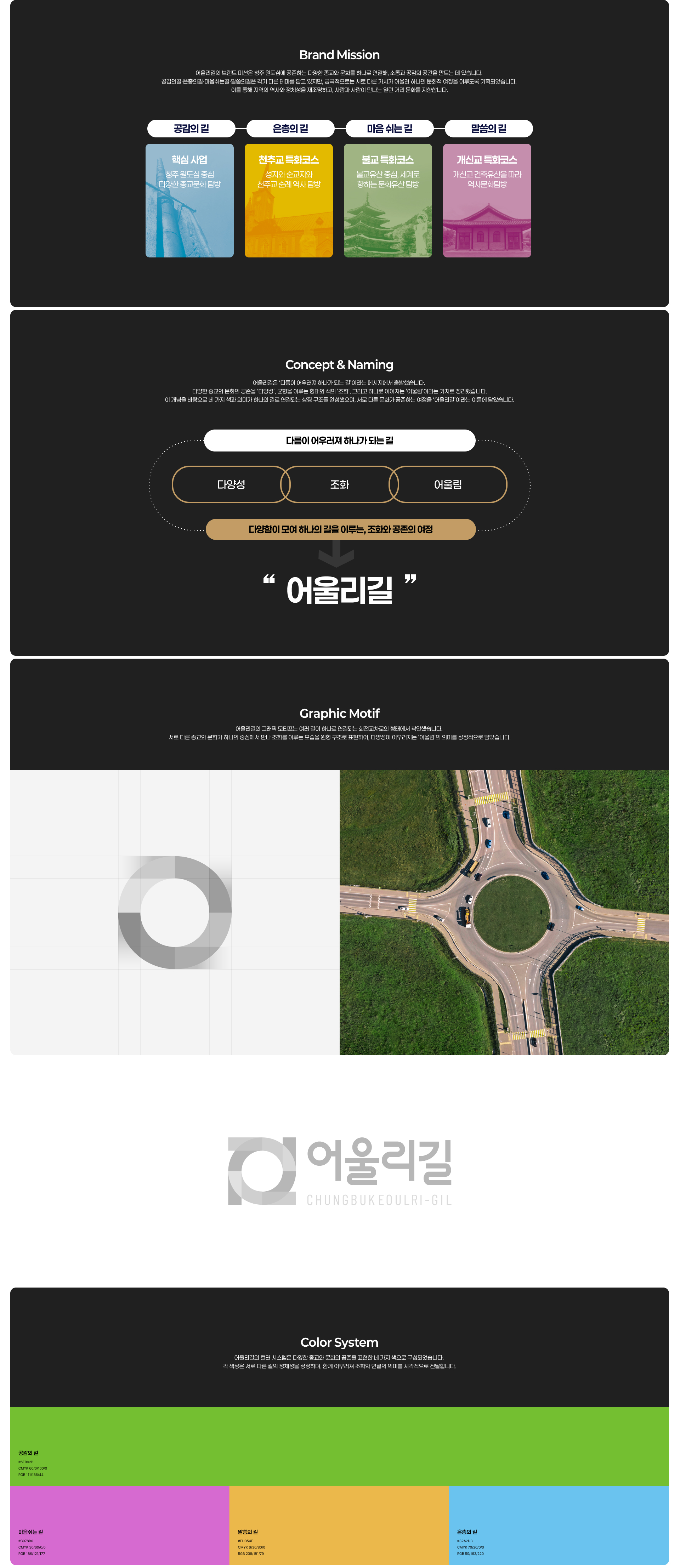 어울리길 브랜드 사인물 및 공간 디자인 적용 사례
